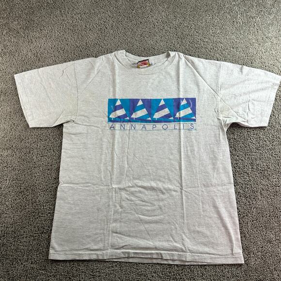 VINTAGE 1992 Annapolis Shirt Mens XL Gray Maryland Single Stitch Breezin Up * - Picture 1 of 13
